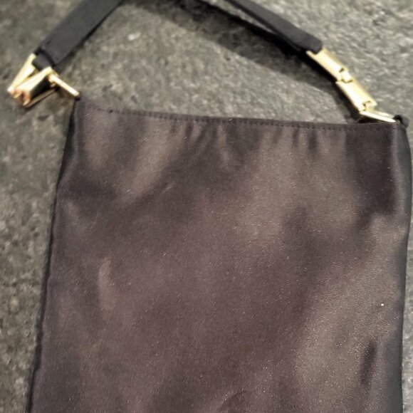 Lauren Ralph Lauren Black Satin Gold Accent, Small Clutch Purse (LIKE NEW) - Picture 2 of 6